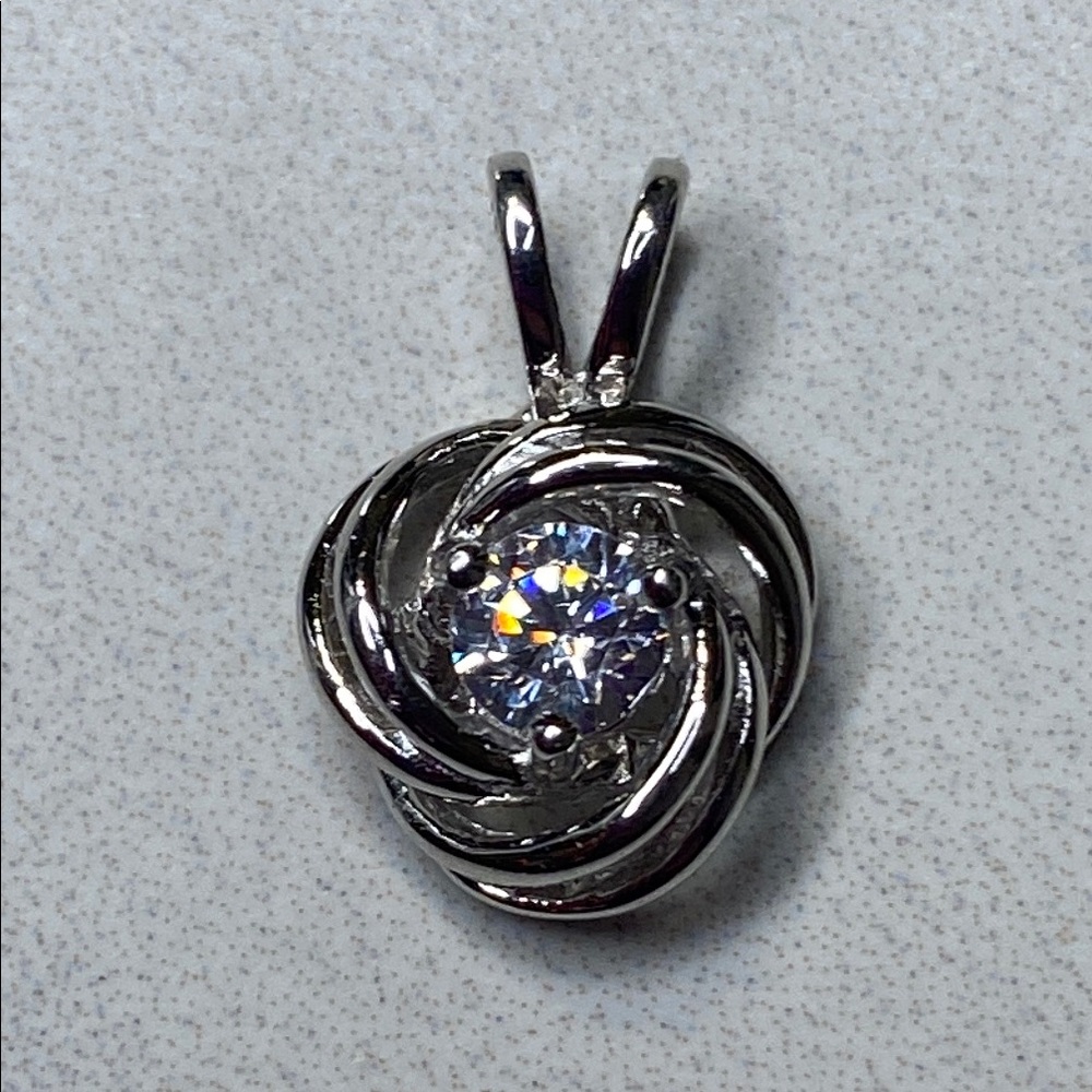 Sterling Silver Trinity Ring Pendant with‎ Cubic Zirconia Accent 925